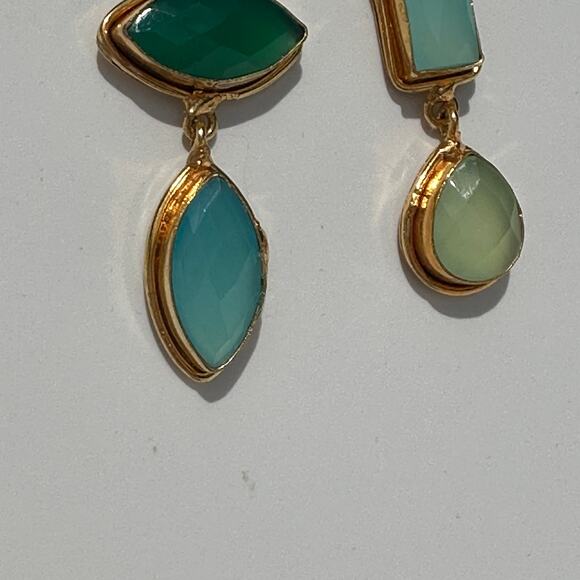 Sylvia Toledano Cascade Earrings Onyx Quartz Chalcedony 22k Gold Plated Bras$365 - Picture 11 of 16